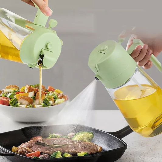 2in1 Oil Sprayer Glass Bottle For Cooking